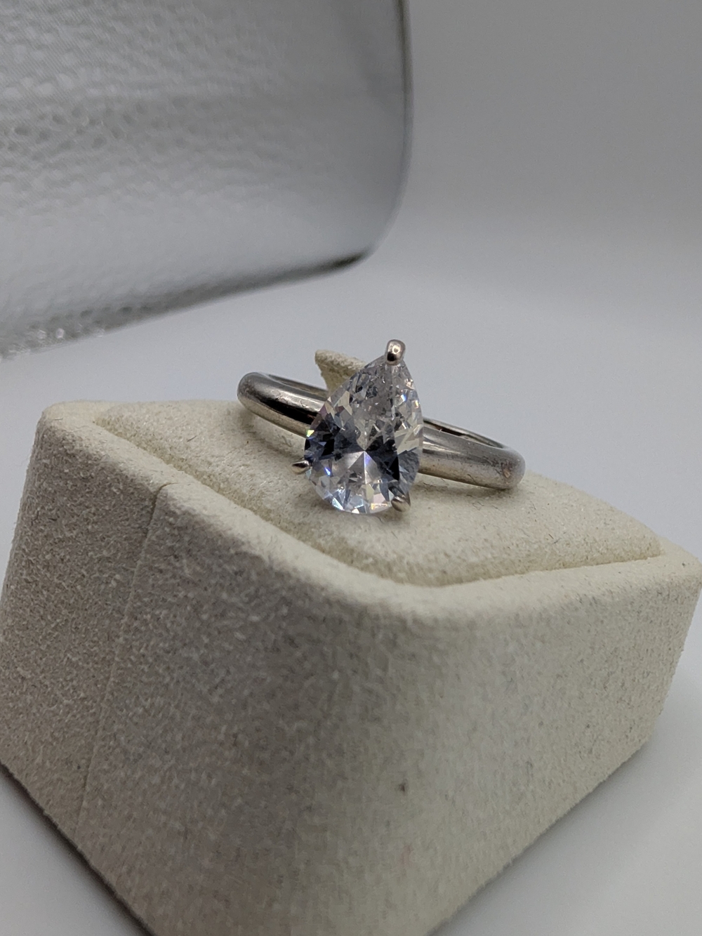 2 CT Diamonique Pear Cut Cubic Zirconia Solitaire Ring Sterling Silver Size 8